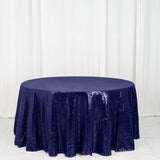 120" Navy Premium Sequin Round Tablecloth