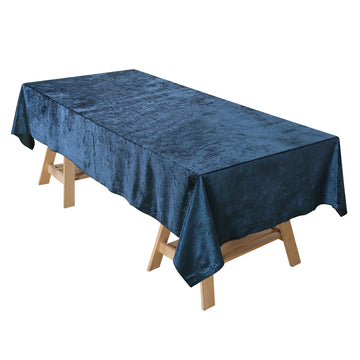 60"x102" Navy Blue Seamless Premium Velvet Rectangle Tablecloth, Reusable Linen
