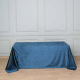 90inch x132inch Navy Blue Seamless Premium Velvet Rectangle Tablecloth, Reusable Linen