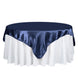 72" x 72" Navy Blue Seamless Satin Square Tablecloth Overlay