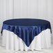 72" x 72" Navy Blue Seamless Satin Square Tablecloth Overlay