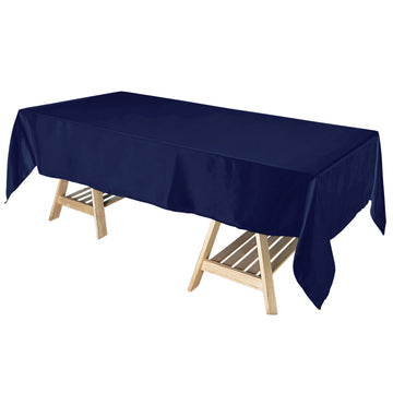 60"x102" Navy Blue Seamless Smooth Satin Rectangular Tablecloth
