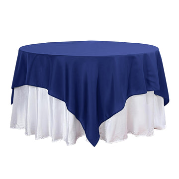 90"x90" Navy Blue Seamless Square Polyester Table Overlay