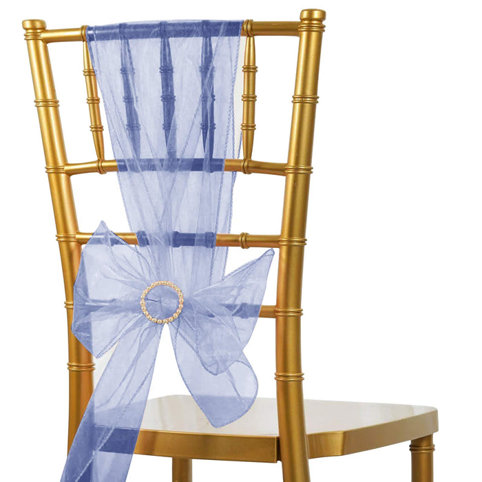 5pc x Chair Sash Organza - Navy Blue