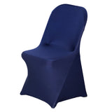 Navy Blue Spandex Stretch Fitted Folding Slip On Chair Cover - 160 GSM#whtbkgd