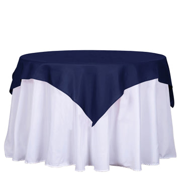 54"x54" Navy Blue Square Seamless Polyester Table Overlay