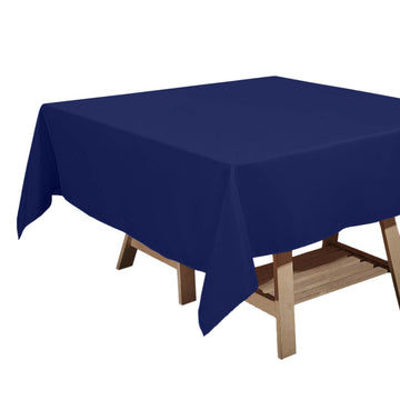70"x70" Navy Blue Square Seamless Polyester Tablecloth