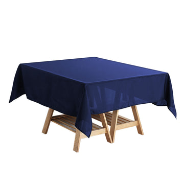 Navy Blue Polyester Square Tablecloth, 54"x54" Table Overlay
