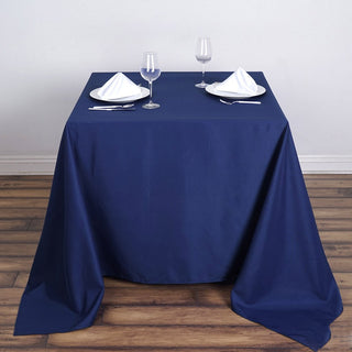 Elevate Your Event with the Navy Blue Seamless Square Polyester Tablecloth