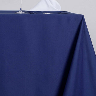 Unleash Elegance and Durability with the Navy Blue Seamless Square Polyester Tablecloth