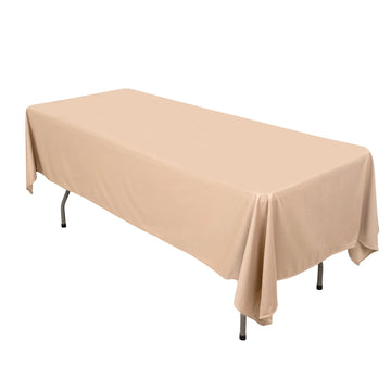 60"x102" Nude Premium Scuba Wrinkle Free Rectangular Tablecloth, Seamless Scuba Polyester Tablecloth