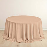 132inch Nude Premium Scuba Wrinkle Free Round Tablecloth, Seamless Scuba Polyester Tablecloth