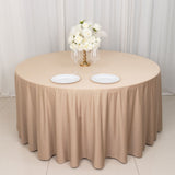 120inch Nude Premium Scuba Wrinkle Free Round Tablecloth, Scuba Polyester Tablecloth