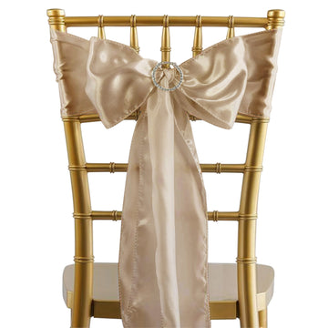 5 Pack | Nude Satin Chair Sashes | 6"x106"