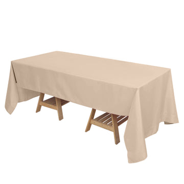 72"x120" Nude Seamless Polyester Rectangle Tablecloth, Reusable Linen Tablecloth