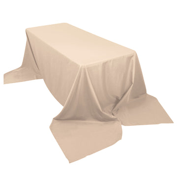 90"x156" Nude Seamless Polyester Rectangular Tablecloth for 8 Foot Table With Floor-Length Drop