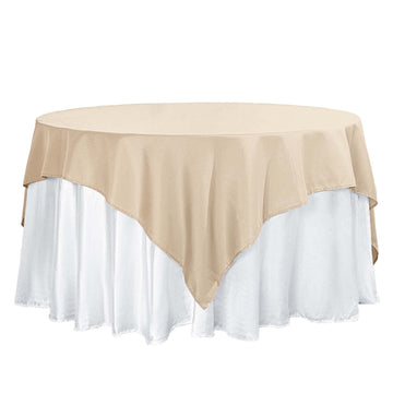 70"x70" Nude Seamless Polyester Square Table Overlay