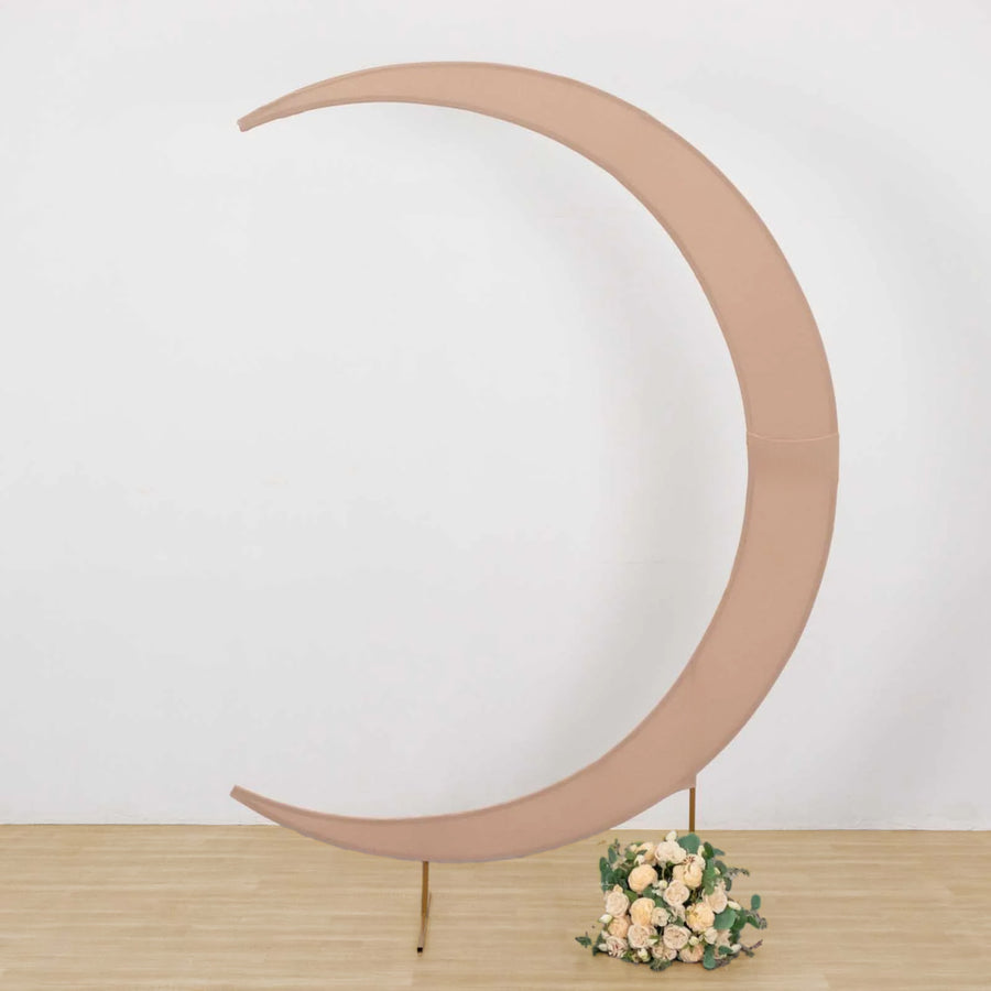 7.5ft Nude Spandex Crescent Moon Wedding Arch Cover, Chiara Backdrop Stand Cover
