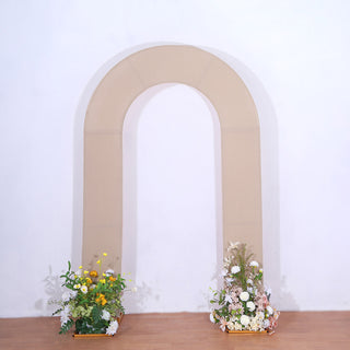 Elevate Your Event with the 8ft Nude Spandex Fitted Open Arch Wedding Arch Cover
