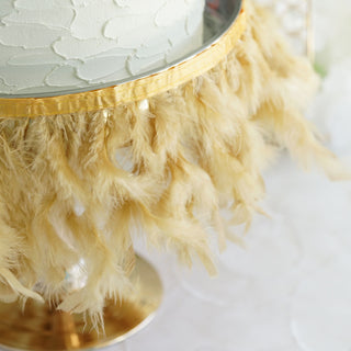 Add a Touch of Elegance with Gold Turkey Feather Fringe Trim