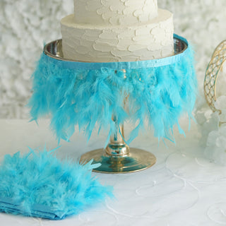 Add a Whimsical Touch with 39" Turquoise Real Turkey Feather Fringe Trim