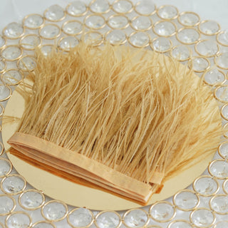 Elegant Gold Ostrich Feather Fringe Trim for Stunning Event Decor