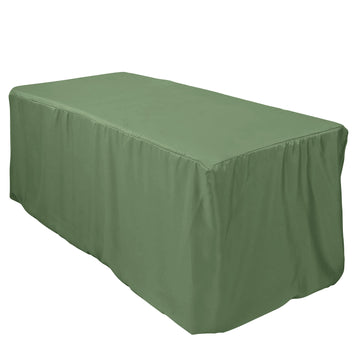 Olive Green Fitted Polyester Rectangle Tablecloth 6ft Table Cover For 72"x30" Tables