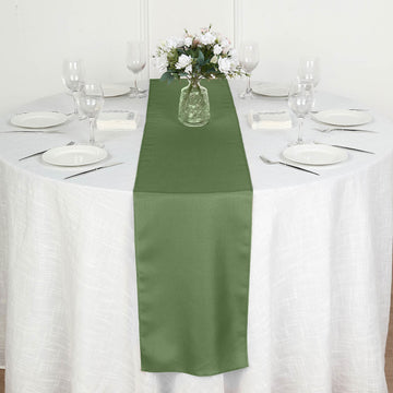 12"x108" Olive Green Polyester Table Runner