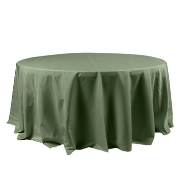 120" Olive Green Seamless Polyester Round Tablecloth for 5 Foot Table With Floor-Length Drop
