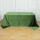 90x132inch Olive Green Seamless Premium Velvet Rectangle Tablecloth, Reusable Linen