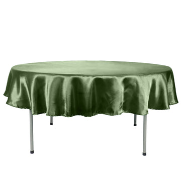 90" Olive Green Seamless Satin Round Tablecloth