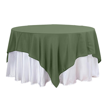 90"x90" Olive Green Seamless Square Polyester Table Overlay
