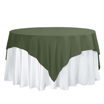 70"x70" Olive Green Square Seamless Polyester Table Overlay