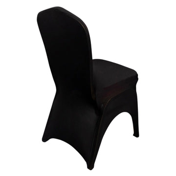 3-Way Open Arch Black Premium Stretch Spandex Wedding Chair Cover, Fitted Banquet Chair Cover with Foot Pockets - 160 GSM
