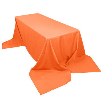 90"x156" Orange Seamless Polyester Rectangular Tablecloth for 8 Foot Table With Floor-Length Drop