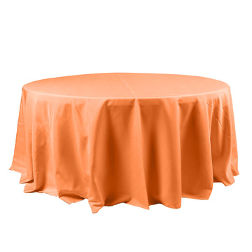 120" Orange Seamless Polyester Round Tablecloth for 5 Foot Table With Floor-Length Drop