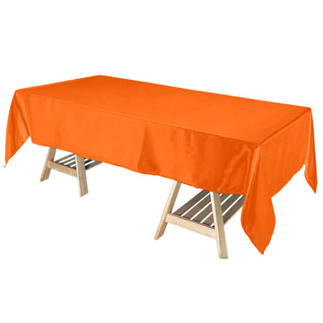 60"x102" Orange Seamless Smooth Satin Rectangular Tablecloth