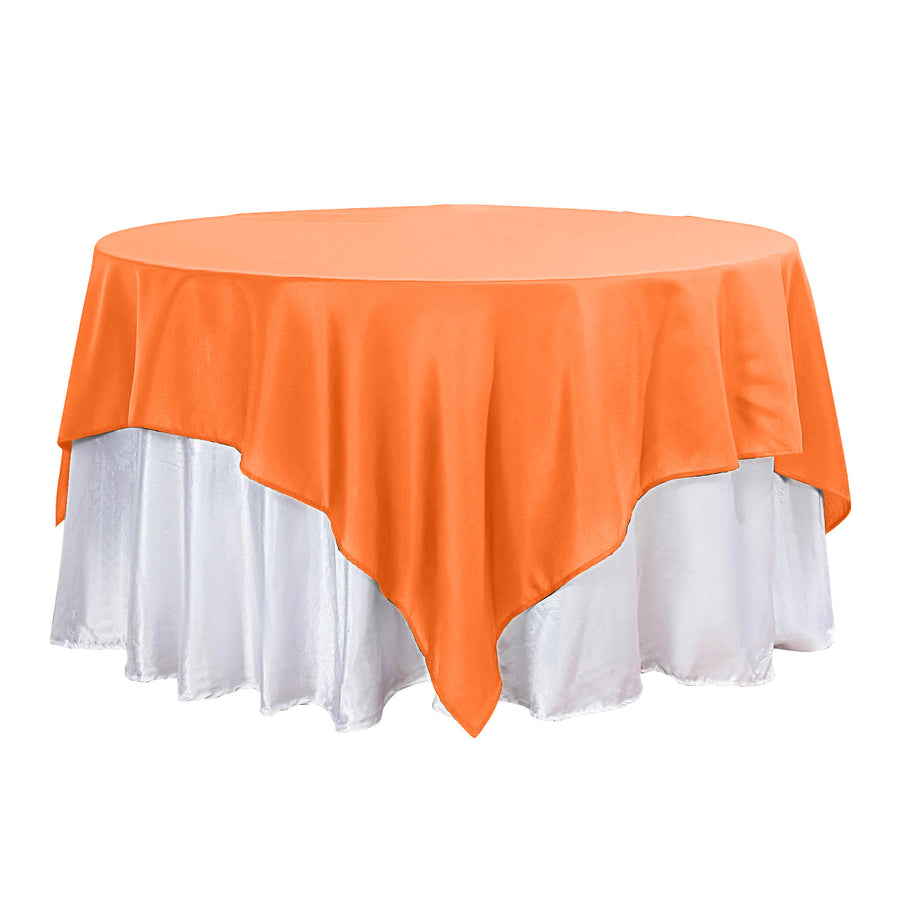 90Inch Orange Seamless Square Polyester Table Overlay