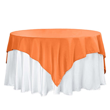 70"x70" Orange Square Seamless Polyester Table Overlay