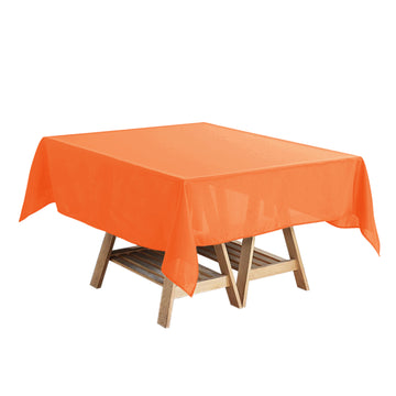 Orange Polyester Square Tablecloth, 54"x54" Table Overlay