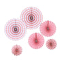 Set of 6 | Pink Paper Fan Decorations | Paper Pinwheels Wall Hanging Decorations Party Backdrop Kit | 8" | 12" | 16"#whtbkgd