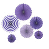 Set of 6 | Purple Paper Fan Decorations | Paper Pinwheels Wall Hanging Decorations Party Backdrop Kit | 8" | 12" | 16"#whtbkgd