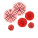 Set of 6 | Red Paper Fan Decorations | Paper Pinwheels Wall Hanging Decorations Party Backdrop Kit | 8" | 12" | 16"#whtbkgd