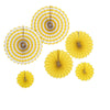 Set of 6 Yellow Paper Fan Decorations, Paper Pinwheels Wall Hanging Decorations Party Backdrop#whtbkgd