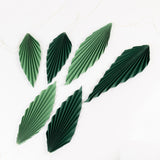 Set of 6 Mixed Green Leaves Hanging Paper Fans Backdrop Decor, Pre-Strung Foldable Tropical Palm