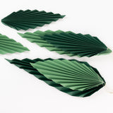 Set of 6 Mixed Green Leaves Hanging Paper Fans Backdrop Decor, Pre-Strung Foldable Tropical Palm