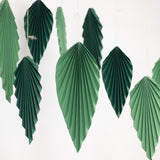 Set of 6 Mixed Green Leaves Hanging Paper Fans Backdrop Decor, Pre-Strung Foldable Tropical Palm