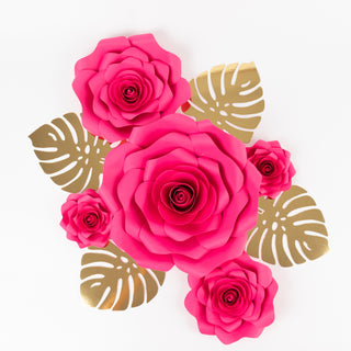 <h3 style="margin-left:0px;"><strong>Create A Stunning Visual Impact With 3D Rose Paper Flowers and Gold Monstera Palm Leaves</strong>