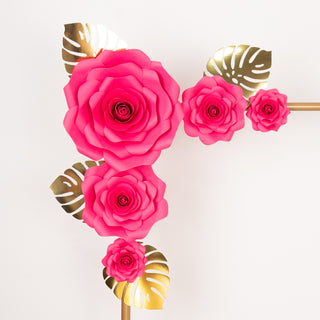 <h3 style="margin-left:0px;"><strong>Versatile Fuchsia 3D Rose Flowers and Gold Monstera Palm Leaves: Perfect for Any Theme</strong>