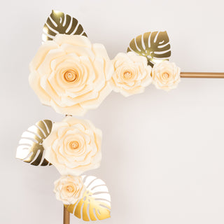 <h3 style="margin-left:0px;"><strong>Versatile Ivory 3D Rose Flowers and Gold Monstera Palm Leaves: Perfect for Any Theme</strong>